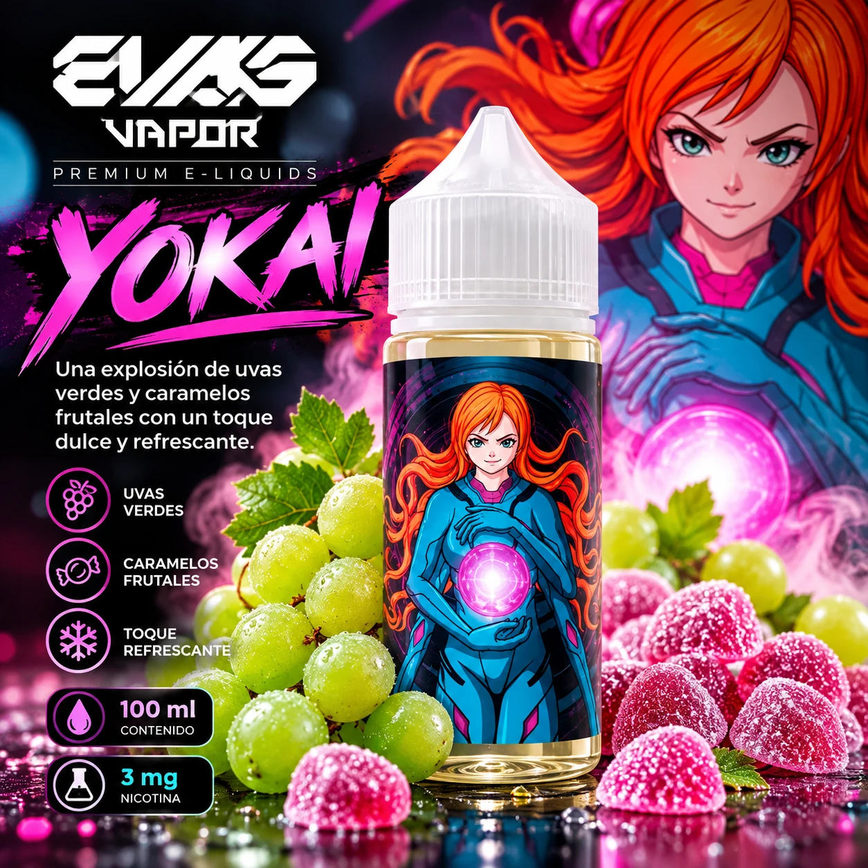 EVAS_VAPOR_LIQUIDOS_YOKAI_100ML_3MG_1254x1254 EVAS VAPOR LIQUIDOS - "YOKAI" / 100ml 3mg - Imagen 1