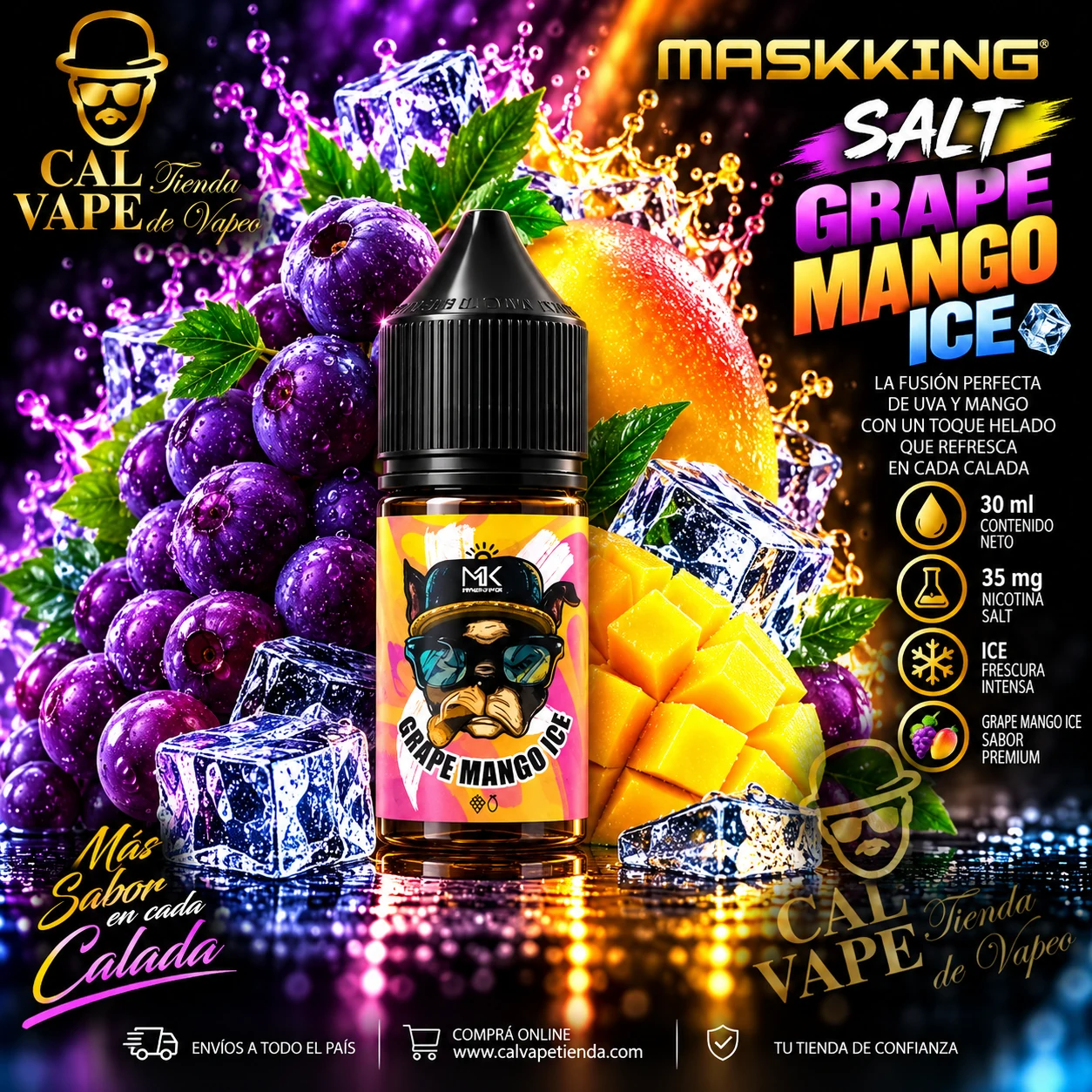 Maskking_Salt_Grape_Mango_Ice_30ml_35mg MASKKING SALT - GRAPE MANGO ICE 30ml 35mg - Imagen 1