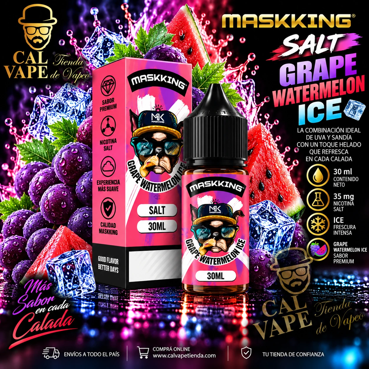 Maskking_Salt_Grape_Watermelon_Ice_30ml_35mg MASKKING SALT - GRAPE WATERMELON ICE 30ml 35mg - Imagen 1