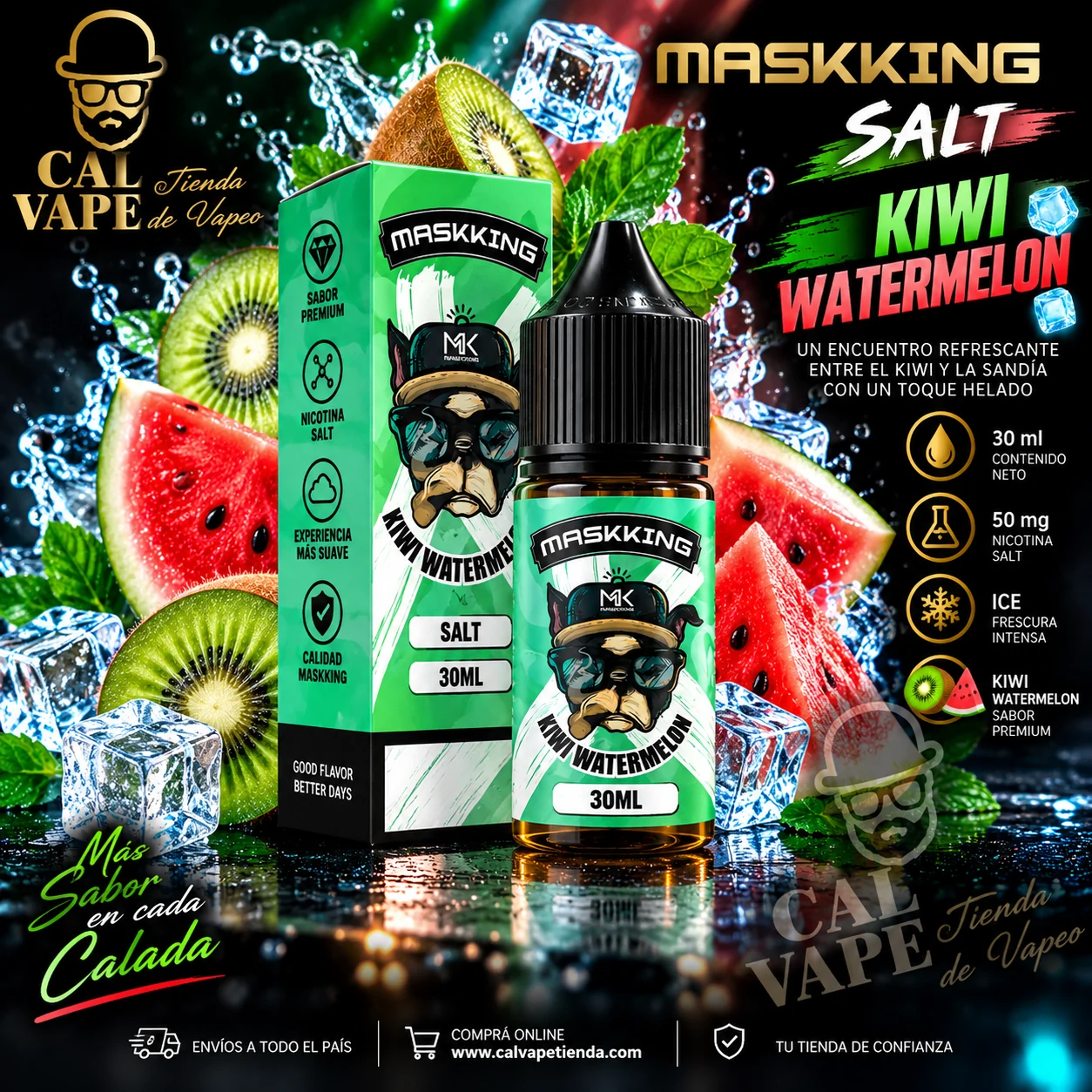 Maskking_Salt_Kiwi_Watermelon_30ml_50mg MASKKING SALT - KIWI WATERMELON 30ml 50mg - Imagen 1