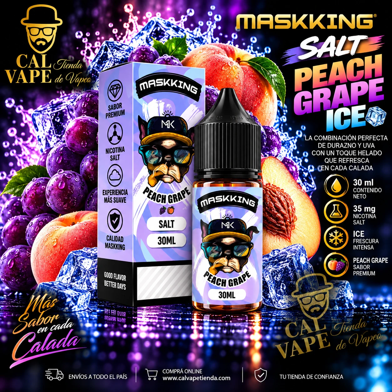 Maskking_Salt_Peach_Grape_30ml_35mg MASKKING SALT - PEACH GRAPE 30ml 35mg - Imagen 1