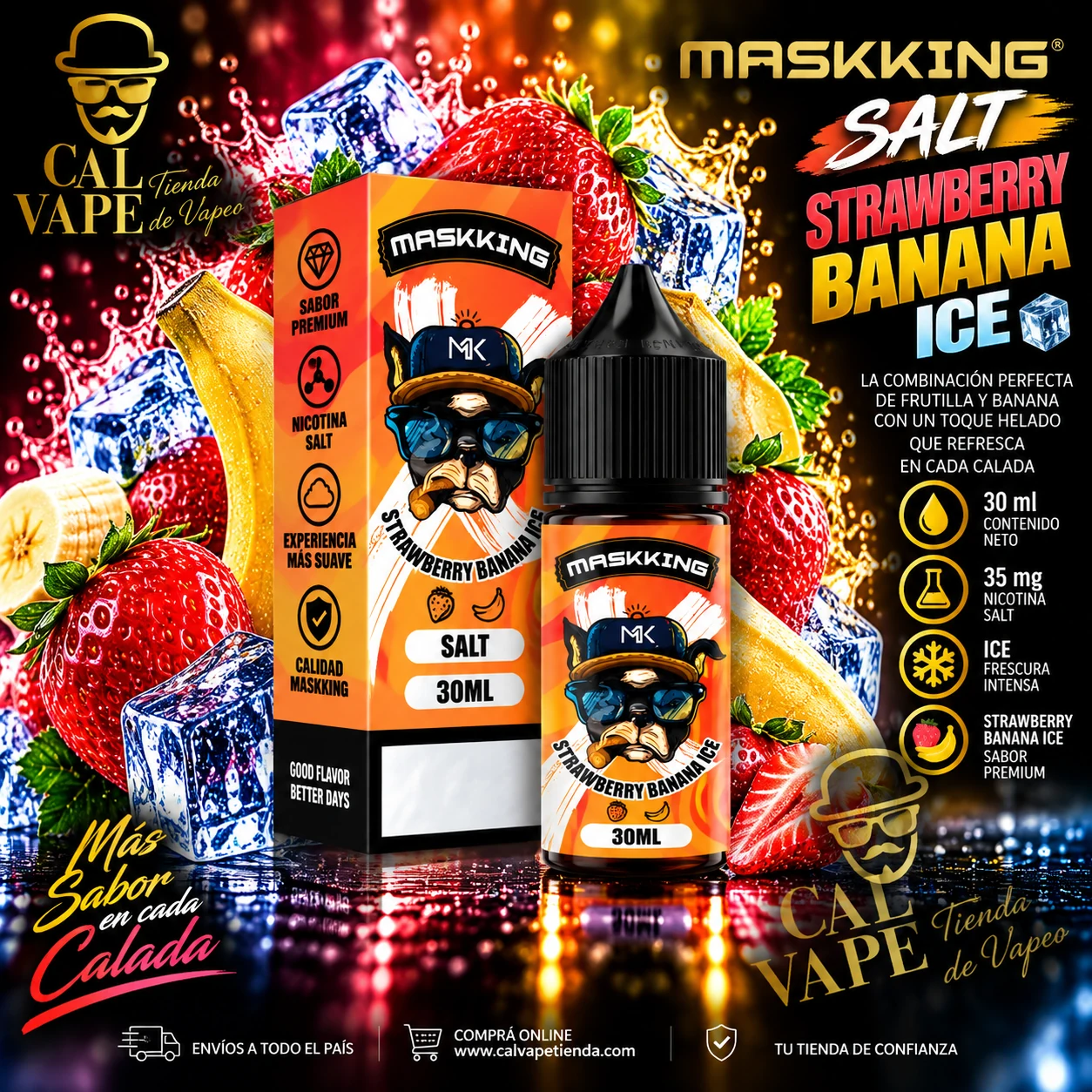 Maskking_Salt_Strawberry_Banana_Ice_30ml_35mg MASKKING SALT - STRAWBERRY BANANA ICE 30ml 35mg - Imagen 1