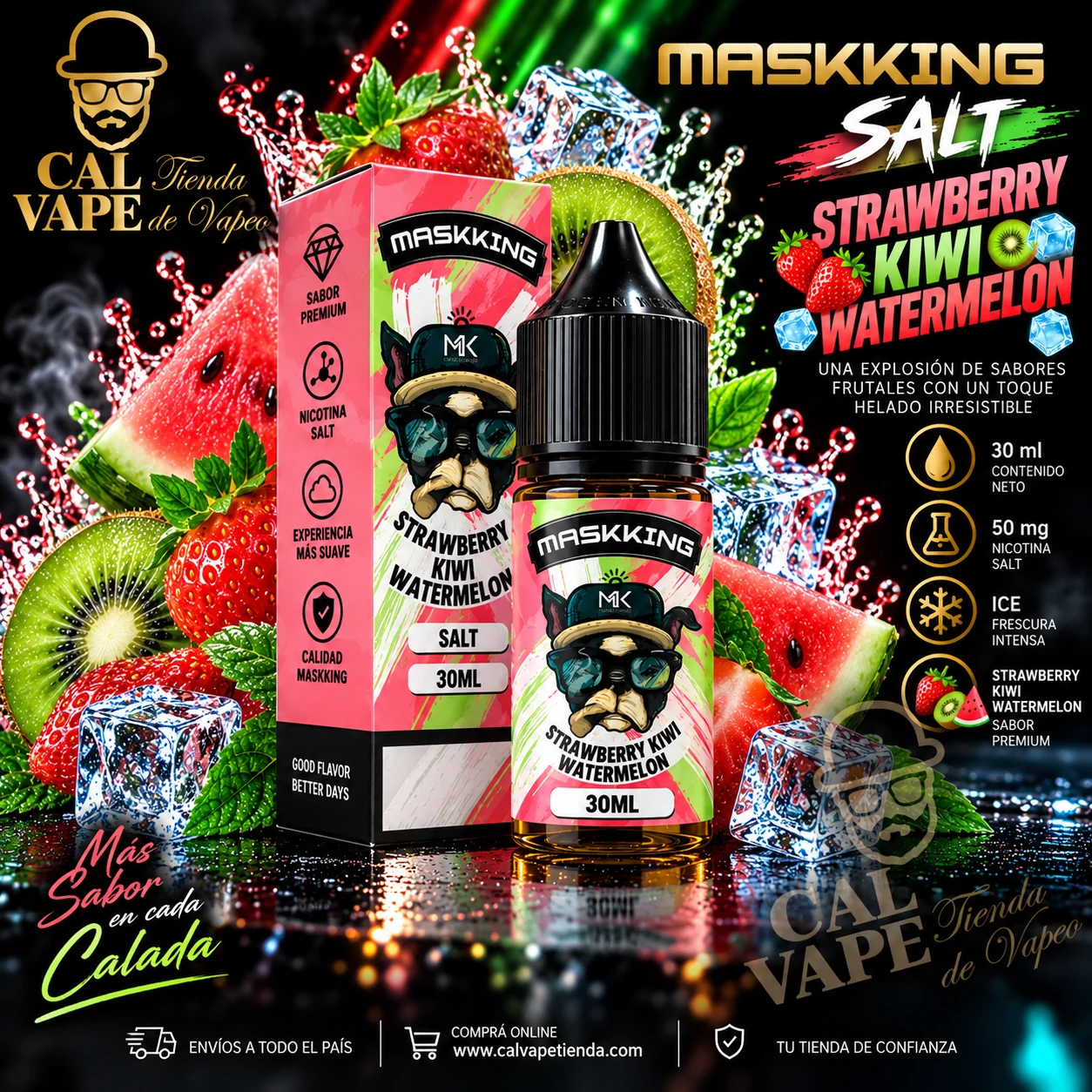 Maskking_Salt_Strawberry_Kiwi_Watermelon_30ml_50mg MASKKING SALT - STRAWBERRY KIWI WATERMELON 30ml 50mg - Imagen 1