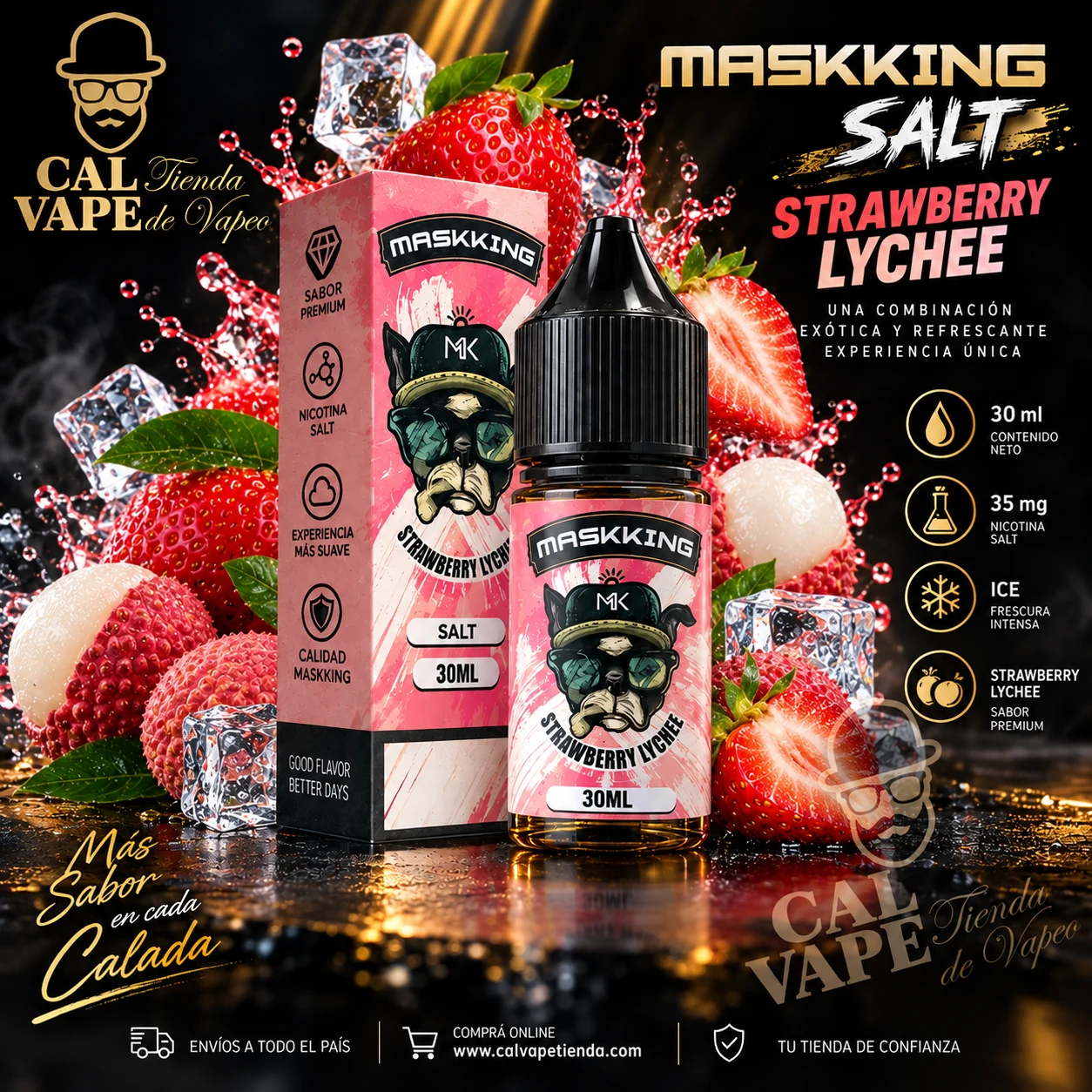 Maskking_Salt_Strawberry_Lychee_30ml MASKKING SALT - STRAWBERRY LYCHEE 30ml 35mg - Imagen 1