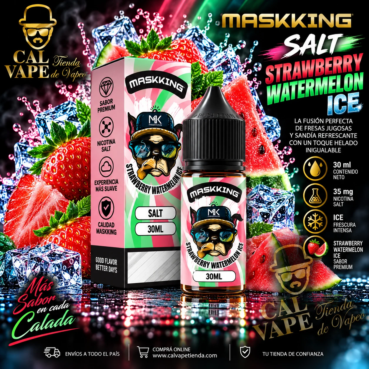 Maskking_Salt_Strawberry_Watermelon_Ice_30ml_35mg MASKKING SALT - STRAWBERRY WATERMELON ICE 30ml 35mg - Imagen 1