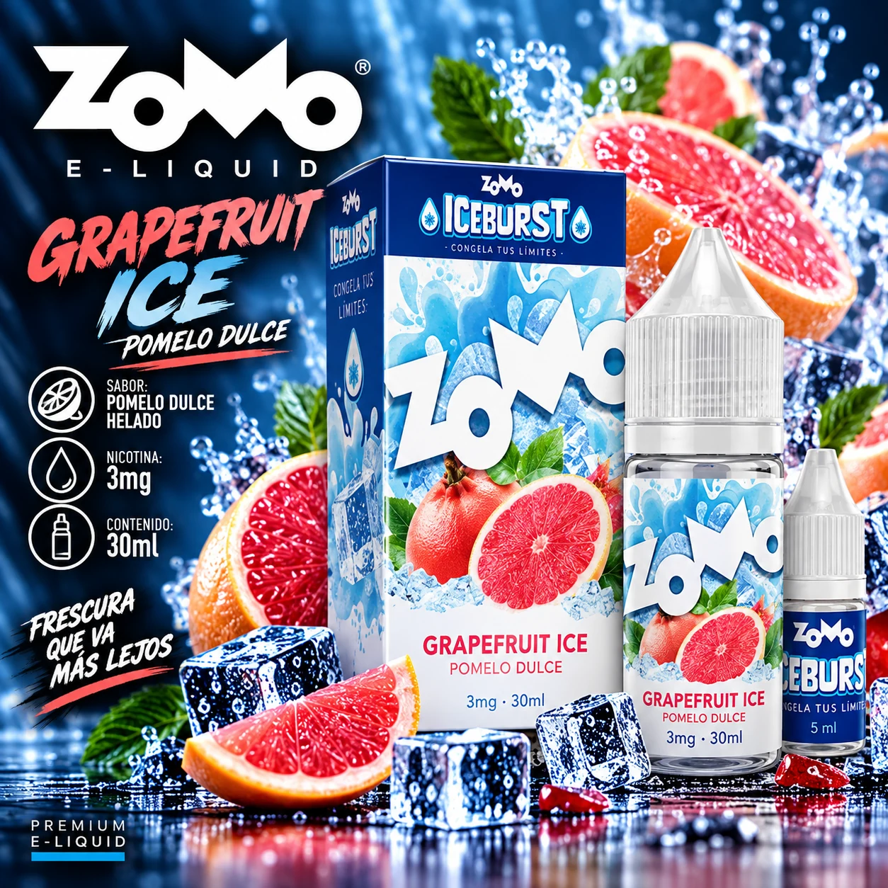 ZOMO_GRAPEFRUIT_ICE_30ml_3mg ZOMO LIQUIDOS - "GRAPEFRUIT ICE" POMELO DULCE / 30ml 3mg "IMPORTADO" (vto. com. cad) - Imagen 1