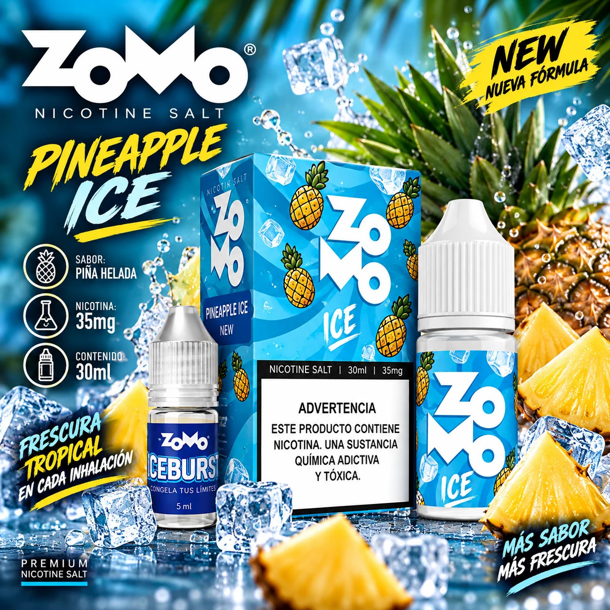 ZOMO_SALT_PINEAPPLE_ICE_NEW_30ml_35mg ZOMO SALT - "PINEAPPLE ICE" NEW / 30ml 35mg - Imagen 1