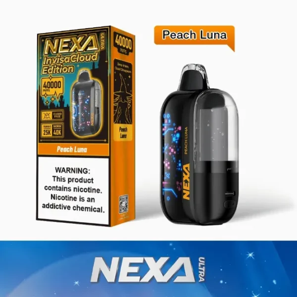 Vape desechable NEXA ULTRA Edición INVISIBLE ! 40.000 puffs - PEACH LUNA