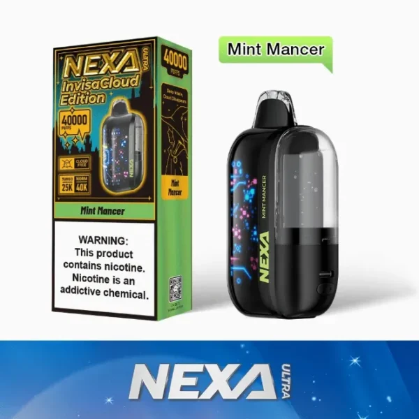Vape desechable NEXA ULTRA Edición INVISIBLE ! 40.000 puffs - MINT MANCER