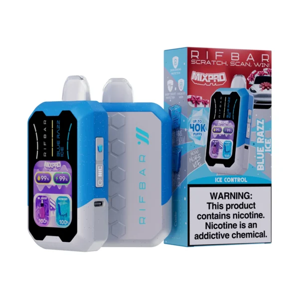 VAPE DESECHABLE - RIFBAR MIX-PRO 40.000 PUFFS "Nic y Ice Regulables" - BLUE RAZZ ICE