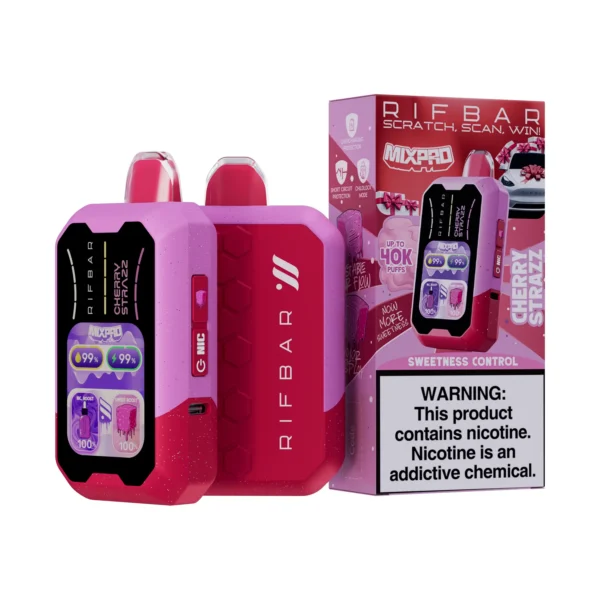 VAPE DESECHABLE - RIFBAR MIX-PRO 40.000 PUFFS "Nic y Sweet Regulables" - CHERRY STRAZZ