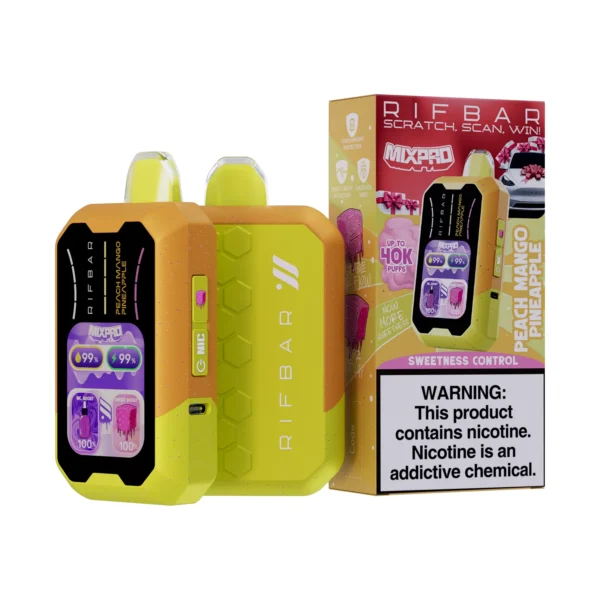 VAPE DESECHABLE - RIFBAR MIX-PRO 40.000 PUFFS "Nic y Sweet Regulables" - PEACH MANGO PINEAPPLE