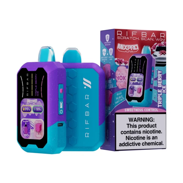 VAPE DESECHABLE - RIFBAR MIX-PRO 40.000 PUFFS "Nic y Sweet Regulables" - TRIPLE BERRY ICE