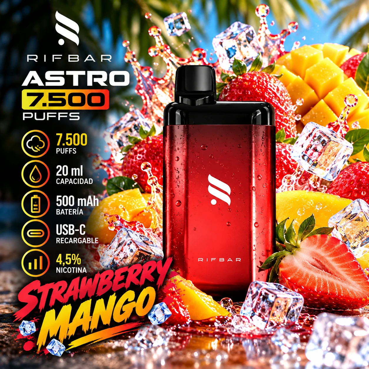 RIFBAR_ASTRO_STRAWBERRY_MANGO_7500_1254x1254 Vape Desechable - RIFBAR ASTRO 7.500 PUFFS - STRAWBERRY MANGO - Imagen 1