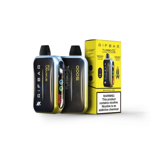 VAPE DESECHABLE - RIFBAR TURBO-X 15.000 PUFFS - BANANA ICE
