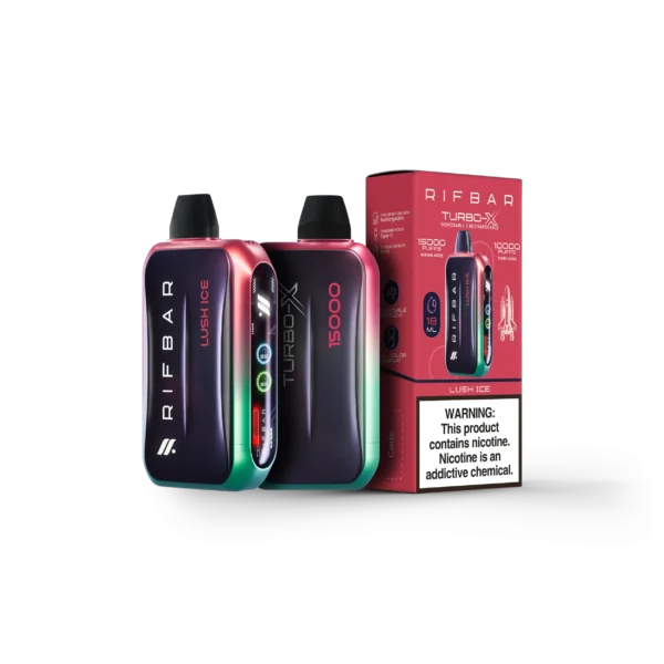 VAPE DESECHABLE - RIFBAR TURBO-X 15.000 PUFFS - LUSH ICE
