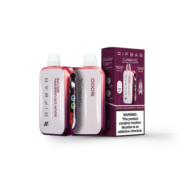 VAPE DESECHABLE - RIFBAR TURBO-X 15.000 PUFFS - SOUR CRANBERRY GRAPE