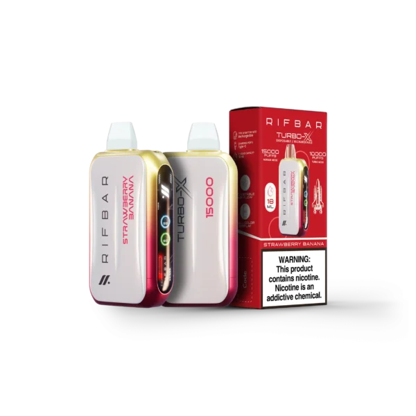 VAPE DESECHABLE - RIFBAR TURBO-X 15.000 PUFFS - STRAWBERRY BANANA