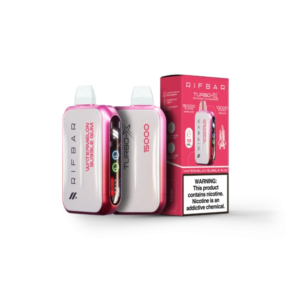 VAPE DESECHABLE - RIFBAR TURBO-X 15.000 PUFFS - WATERMELON BUBBLE GUM