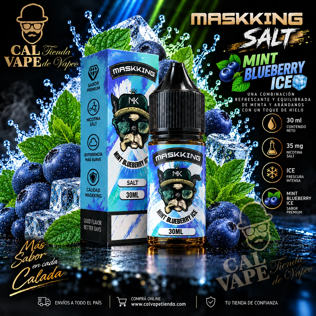 Maskking_Salt_Mint_Blueberry_Ice_30ml MASKKING SALT - MINT BLUEBERRY ICE 30ml 35mg - Imagen 1