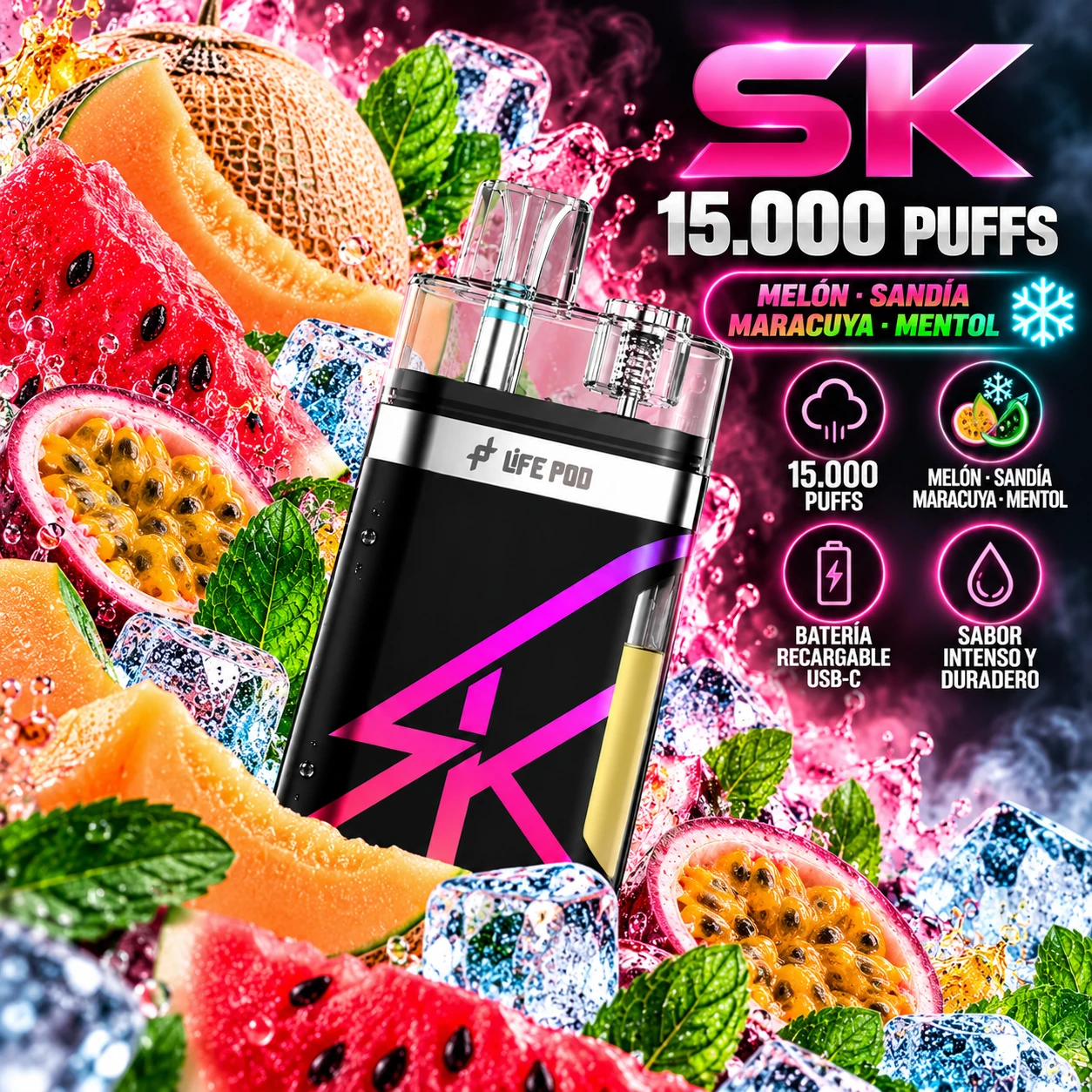 LIFE_POD_SK_15000_LOVE_66_1254x1254 LIFE POD SK KIT- DESCARTABLE SQUONK 15.000 - 14ml - LOVE 66 - Imagen 1