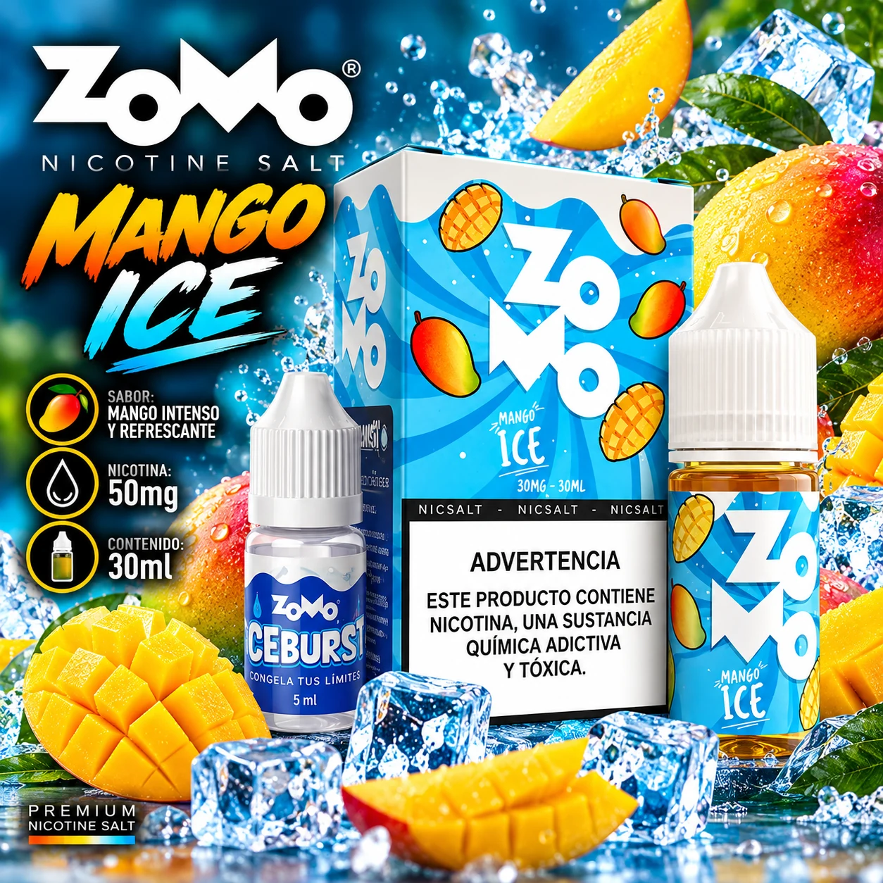ZOMO_SALT_MANGO_ICE_NEW_30ml_50mg ZOMO SALT - "MANGO ICE" NEW / 30ml 50mg - Imagen 1