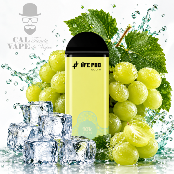 LIFE POD ECO II - CARTUCHO DE RECAMBIO 10000+ PUFF - 20ML 5% - GREEN GRAPE ICE