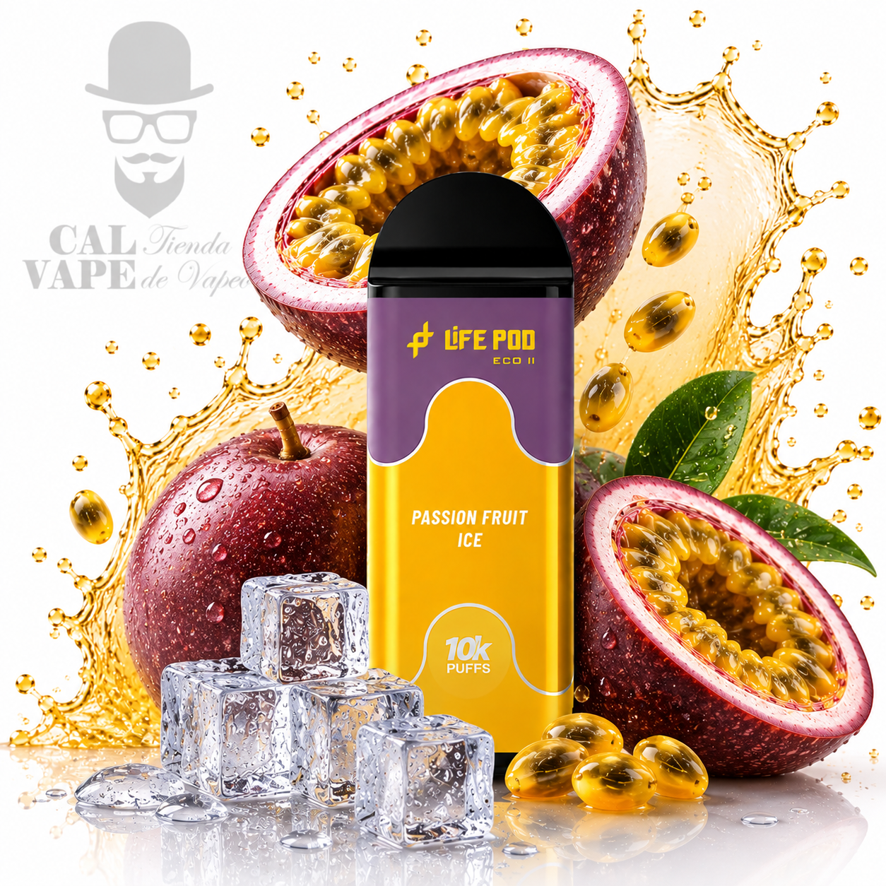 ECO 2 PASSION FRUIT ICE LIFE POD ECO II - CARTUCHO DE RECAMBIO 10000+ PUFF - 20ML 5% - PASSION FRUIT ICE - Imagen 1
