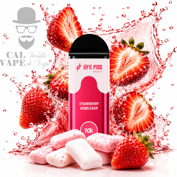 LIFE POD ECO II - CARTUCHO DE RECAMBIO 10000+ PUFF - 20ML 5% - STRAWBERRY BUBBLEGUM