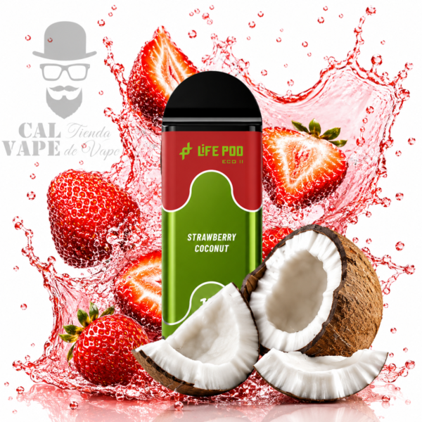 LIFE POD ECO II - CARTUCHO DE RECAMBIO 10000+ PUFF - 20ML 5% - STRAWBERRY COCONUT