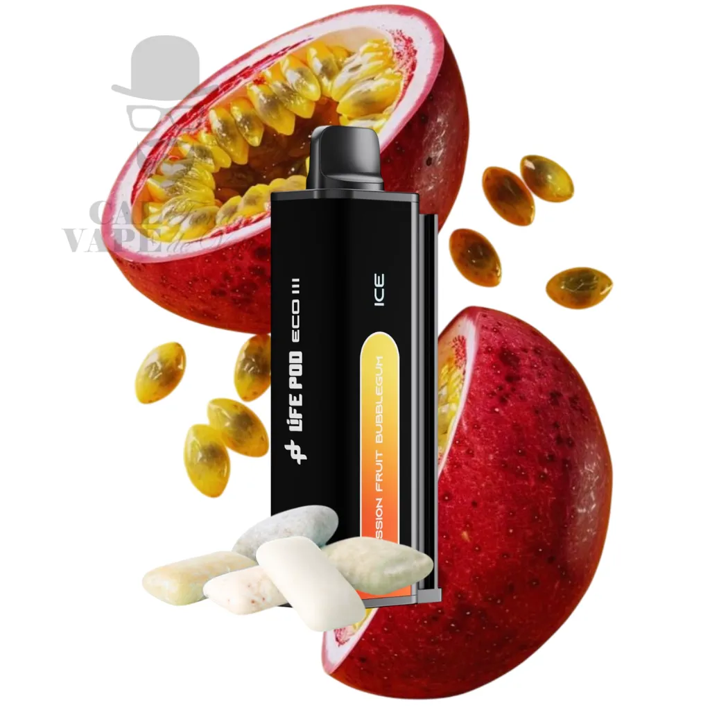 LIFE POD ECO III – CARTUCHO DE RECAMBIO 20000+ PUFFS 35ML 5% – PASSION FRUIT BUBBLEGUM