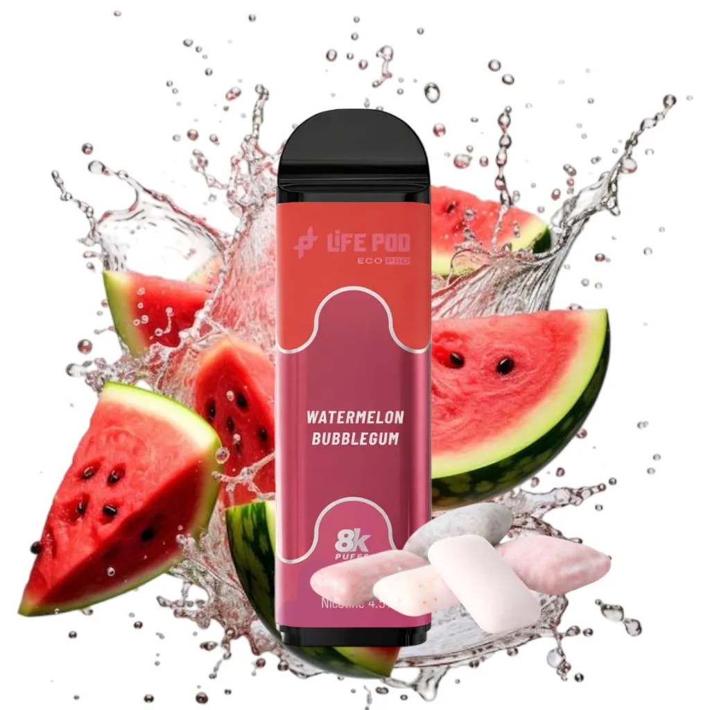 LIFE POD 8000 watermelon bubblegum LIFE POD ECO I PRO - CARTUCHO DE RECAMBIO 8000+ PUFF 15ML 5% - WATERMELON BUBBLEGUM - Imagen 1