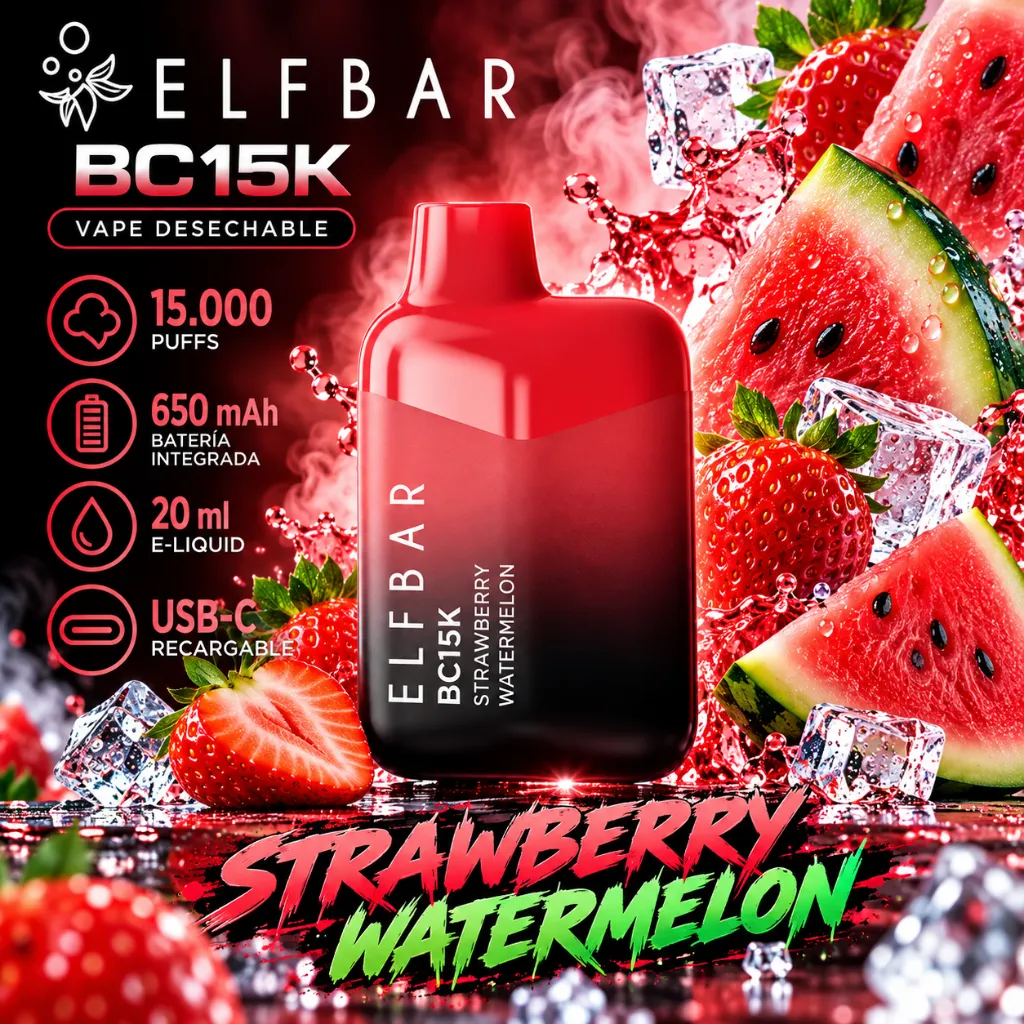 Vape Desechable ELFBAR BC 15K puffs - STRAWBERRY WATERMELON Vape Desechable ELFBAR BC 15K puffs - STRAWBERRY WATERMELON - Imagen 1