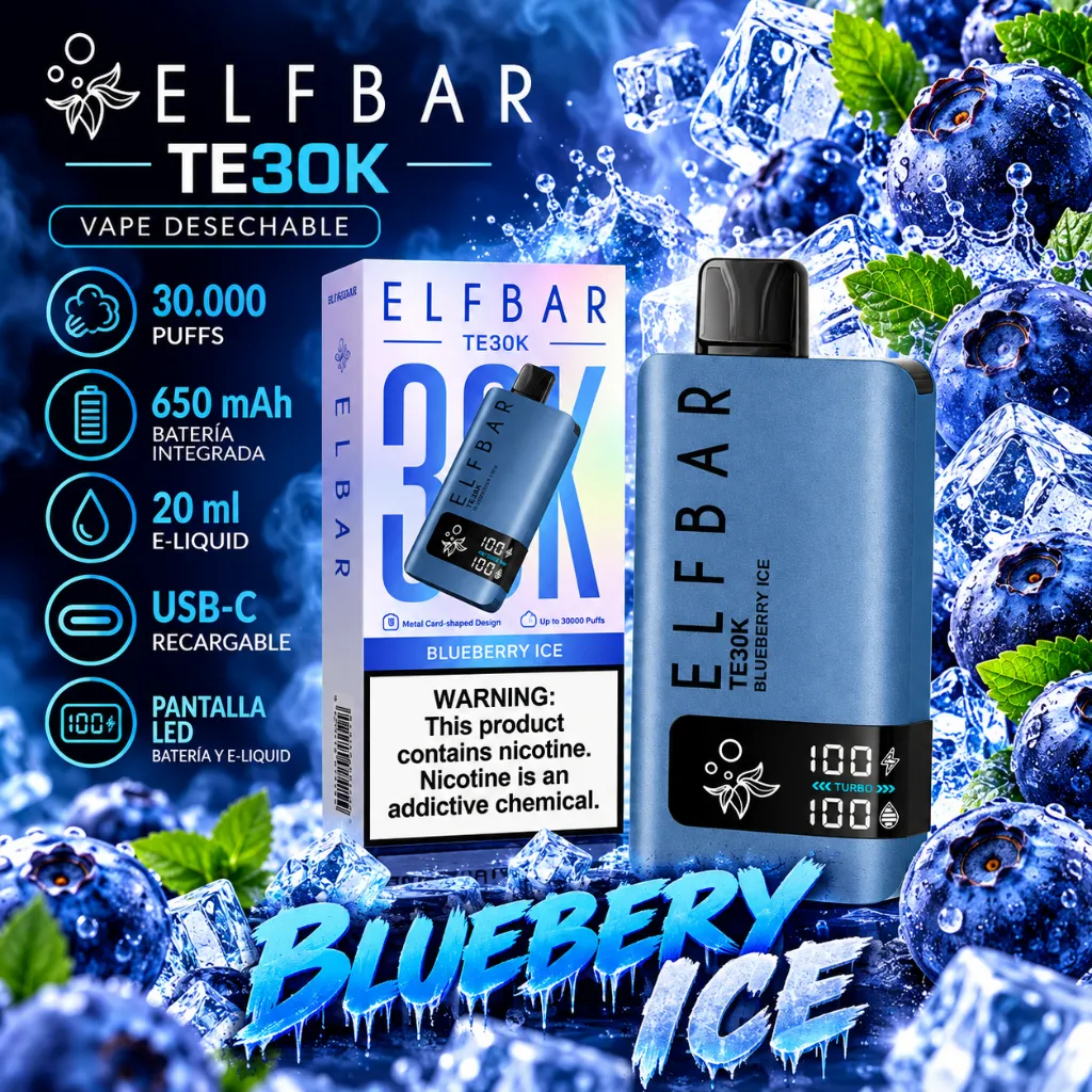 Vape Desechable ELFBAR TE 30K puffs - BLUEBERRY ICE Vape Desechable ELFBAR TE 30K puffs - BLUEBERRY ICE - Imagen 1